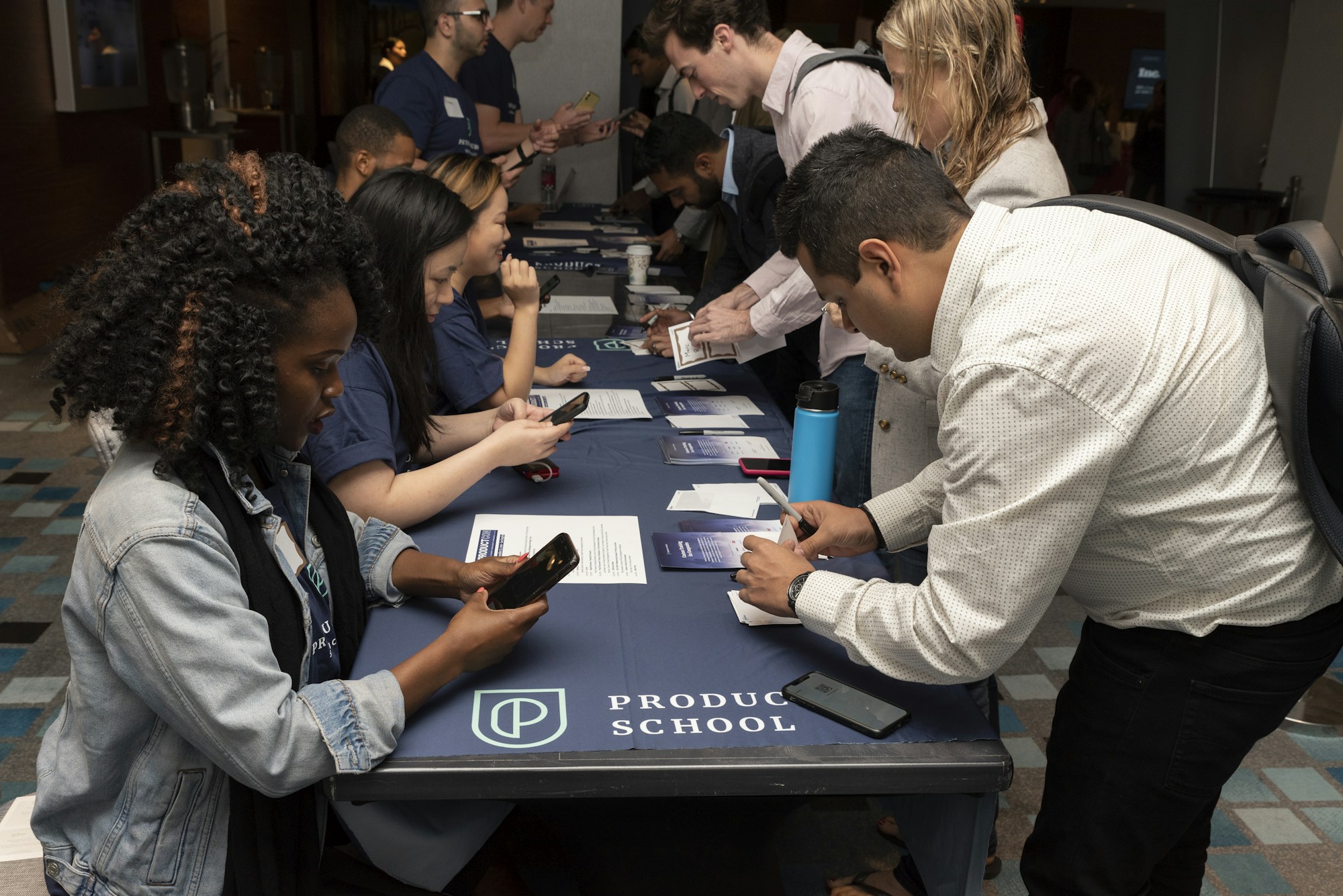 Professionals connecting at a gathering